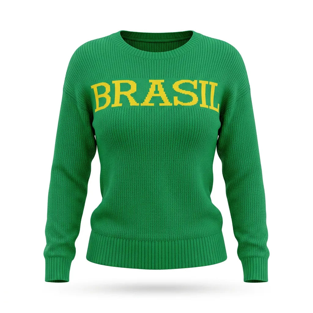 Suéter Tricot BRASIL ✦ Manga Longa Verde Copa | VAI DAR BRASIL