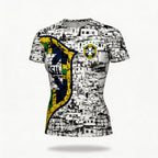 T-shirt brasil premium slim polielastano com estampa CBF e favela feminino — VAI DAR BRASIL Copa 2026