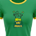 T-shirt Babylook VAI BRASIL ✦ Desenho Bandeiras Algodão | VAI DAR BRASIL