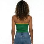 Vista traseira top tomara que caia brasil ribaninha canelada feminino VAI DAR BRASIL — Copa 2026