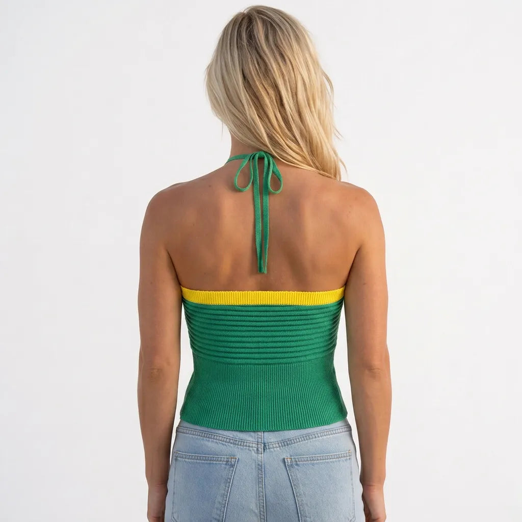 Top Tricot Brasil ✦ Verde Amarelo Decote Elegante Copa | VAI DAR BRASIL