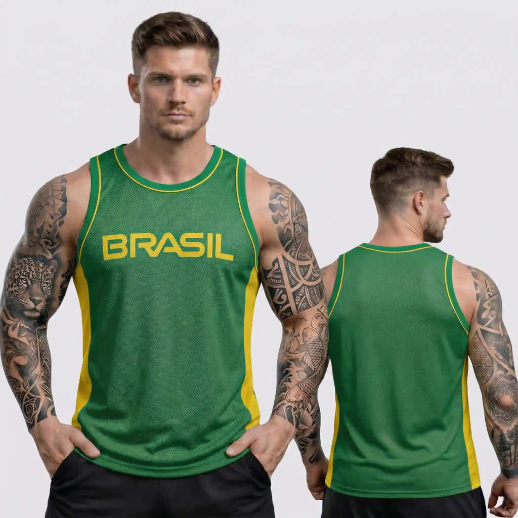 Regata Masculina Brasil Dry Fit Esportiva Copa 2026 | VAI DAR BRASIL