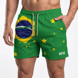 Short Brasil Bandeira Bolsos Poliéster Masculino Copa 2026 | VAI DAR BRASIL