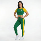 Conjunto Feminino Cropped Manga Curta + Calça CBF Copa 2026 | VAI DAR BRASIL
