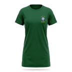 Vestido brasil oversized brasão algodão verde — vista frontal — VAI DAR BRASIL Copa 2026 soltinho