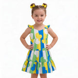 Vestido Coração Brasil Infantil ✦ Seda Verde Amarelo | VAI DAR BRASIL