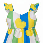 Vestido Coração Brasil Infantil ✦ Seda Verde Amarelo | VAI DAR BRASIL