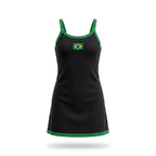 Vestido infantil canelado ribana brasil bandeira preto — vista frontal — VAI DAR BRASIL Copa 2026 menina