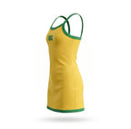 Vestido Infantil Canelado Brasil ✦ Bandeira Ribana | VAI DAR BRASIL