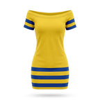 Vestido Tubinho Listrado Brasil ✦ Ombro a Ombro Slim Copa | VAI DAR BRASIL