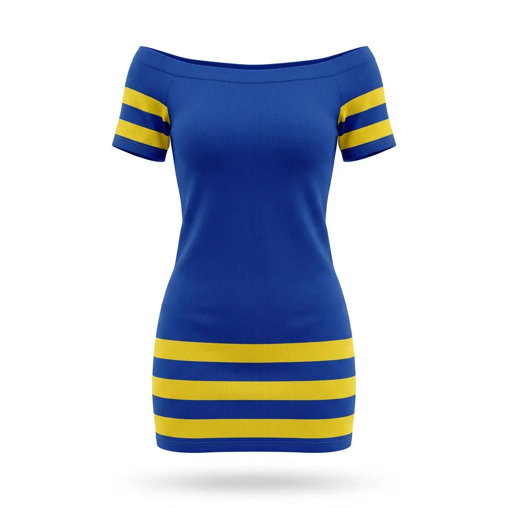 Vestido Tubinho Listrado Brasil ✦ Ombro a Ombro Slim Copa | VAI DAR BRASIL