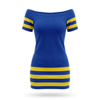 Vestido Tubinho Listrado Brasil ✦ Ombro a Ombro Slim Copa | VAI DAR BRASIL