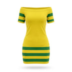 Vestido Tubinho Listrado Brasil ✦ Ombro a Ombro Slim Copa | VAI DAR BRASIL